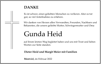 Anzeige von Gunda Heid von MGO