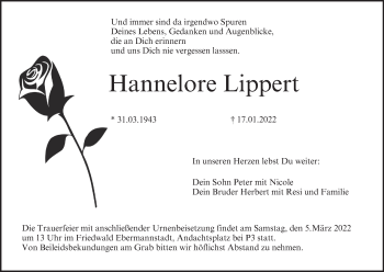 Anzeige von Hannelore Lippert von MGO