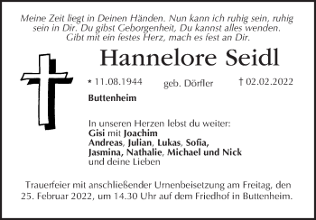 Anzeige von Hannelore Seidl von MGO