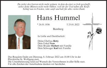 Anzeige von Hans Hummel von MGO