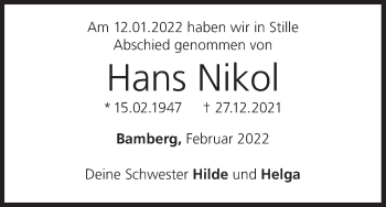Anzeige von Hans Nikol von MGO