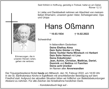 Anzeige von Hans Oßmann von MGO