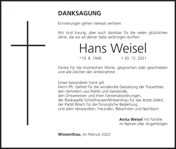 Anzeige von Hans Weisel von MGO