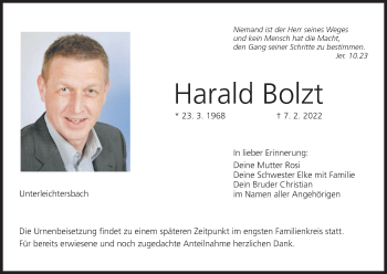 Anzeige von Harald Bolzt von MGO