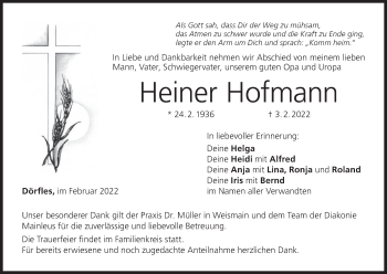 Anzeige von Heiner Hofmann von MGO