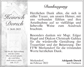 Anzeige von Heinrich Dorsch von MGO