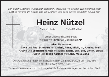 Anzeige von Heinz Nützel von MGO