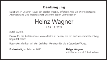 Anzeige von Heinz Wagner von MGO