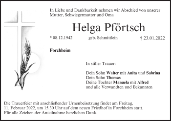 Anzeige von Helga Pförtsch von MGO