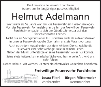 Anzeige von Helmut Adelmann von MGO