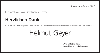 Anzeige von Helmut Geyer von MGO