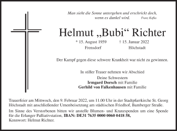 Anzeige von Helmut Richter von MGO