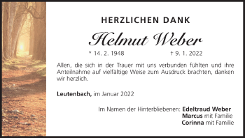 Anzeige von Helmut Weber von MGO