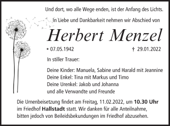 Anzeige von Herbert Menzel von MGO