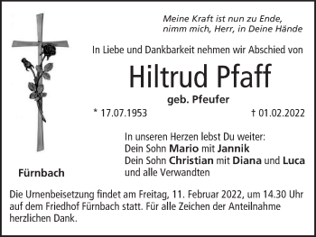 Anzeige von Hiltrud Pfaff von MGO