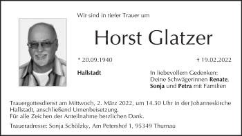 Anzeige von Horst Glatzer von MGO