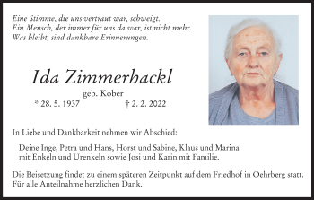 Anzeige von Ida Zimmerhackl von MGO