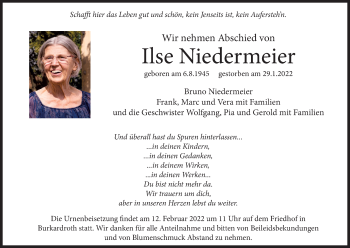 Anzeige von Ilse Niedermeier von MGO