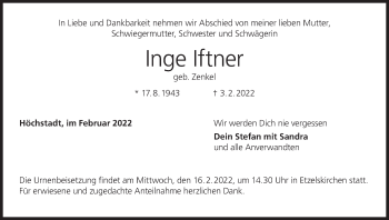 Anzeige von Inge Iftner von MGO