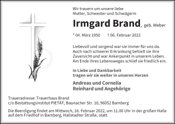 Anzeige von Irmgard Brand von MGO