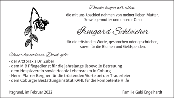 Anzeige von Irmgard Schleicher von MGO