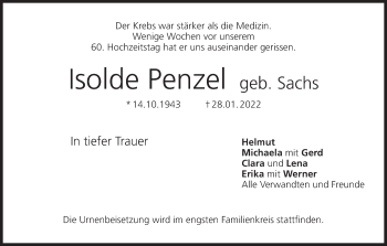 Anzeige von Isolde Penzel von MGO