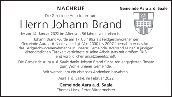 Anzeige von Johann Brand von MGO