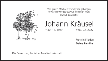 Anzeige von Johann Kräusel von MGO