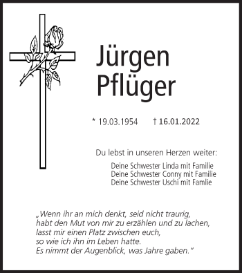 Anzeige von Jürgen Pflüger von MGO