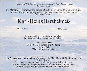 Anzeige von Karl-Heinz Barthelmeß von MGO