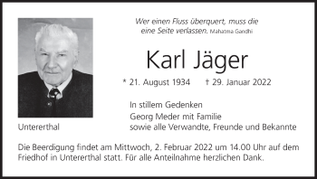 Anzeige von Karl Jäger von MGO