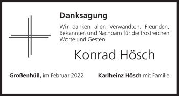 Anzeige von Konrad Hösch von MGO