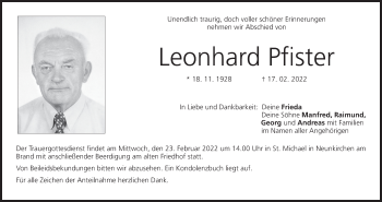 Anzeige von Leonhard Pfister von MGO