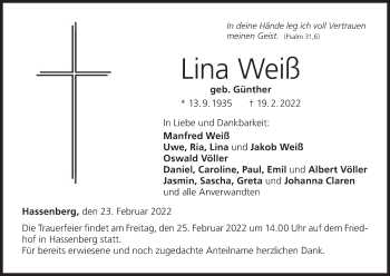 Anzeige von Lina Weiß von MGO