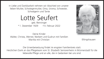 Anzeige von Lotte Seufert von MGO