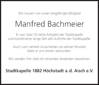 Anzeige von Manfred Bachmeier von MGO