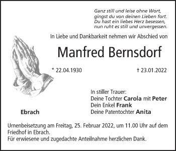 Anzeige von Manfred Bernsdorf von MGO