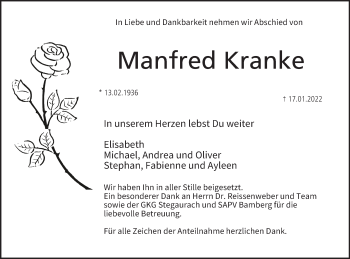 Anzeige von Manfred Kranke von MGO