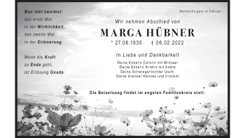Anzeige von Marga Hübner von MGO