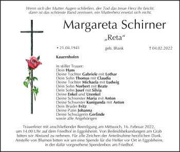 Anzeige von Margareta Schirner von MGO