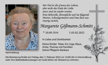 Anzeige von Margarete Gößmann-Schmitt von MGO