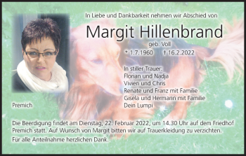 Anzeige von Margit Hillenbrand von MGO