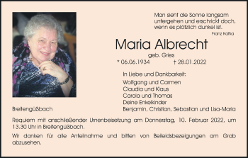 Anzeige von Maria Albrecht von MGO