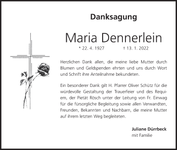Anzeige von Maria Dennerlein von MGO