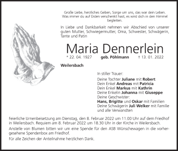 Anzeige von Maria Dennerlein von MGO