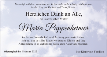 Anzeige von Maria Pappenheimer von MGO
