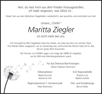 Anzeige von Maritta Ziegler von MGO