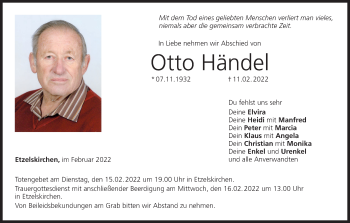 Anzeige von Otto Händel von MGO