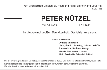 Anzeige von Peter Nützel von MGO