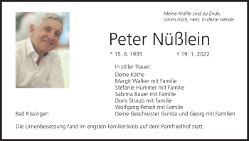 Anzeige von Peter Nüßlein von MGO